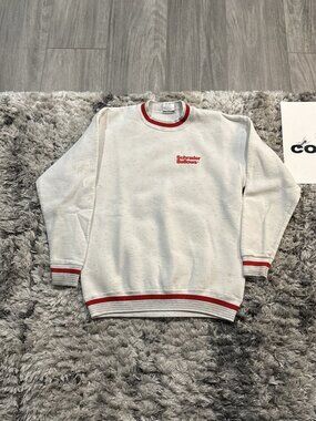 Oneita White 90 S Men Large L Schrader Bellows Stained Crewneck As Is Sz LARGE